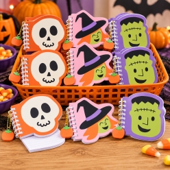 Halloween Shaped Notepads with Eraser Charms-12Pk